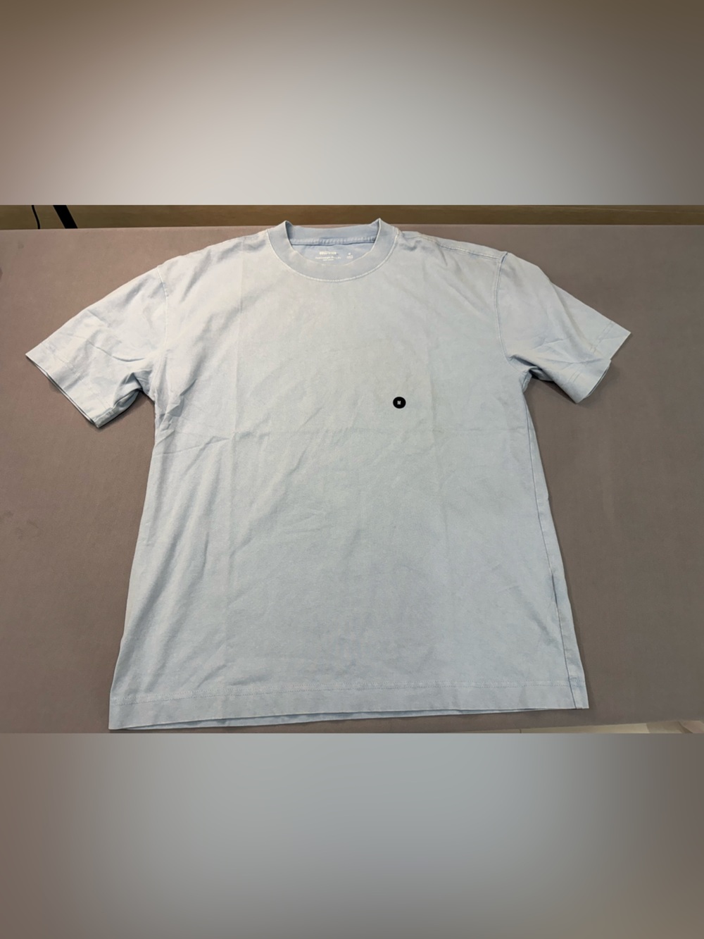 Hollister Men's Blue Solid Heavyweight Boxy Fit Cotton Knit Crew Tee M